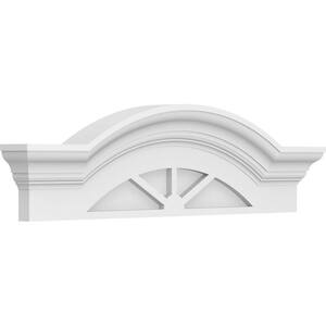 26-in W x 7-1/2-in H x 2-1/2-in P Segment Arch W/Flankers 3 Spoke Signature Urethane Pediment, Primed Tan