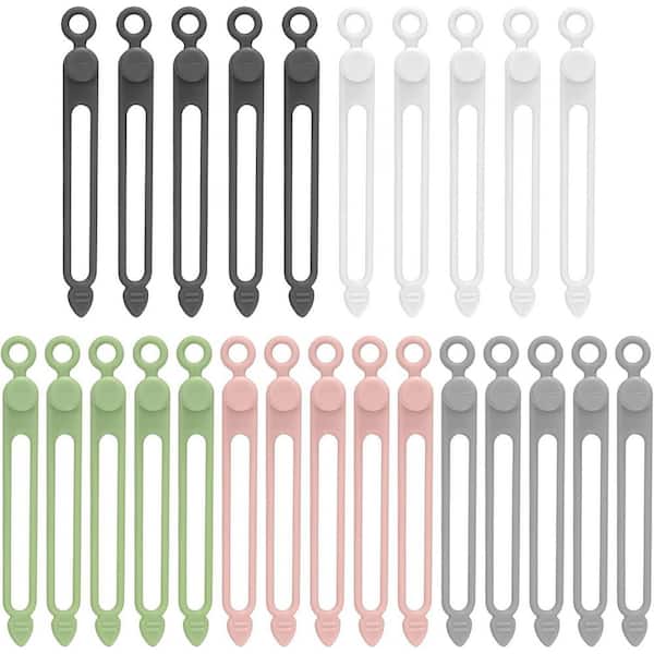 25 Pcs Silicone Cable Ties Reusable Wire Organizer for Earphone Phone Charger Home Office Desk Cord, Multi Colored