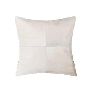 Josephine White Solid Color 18 in. x 18 in. Cowhide Throw Pillow