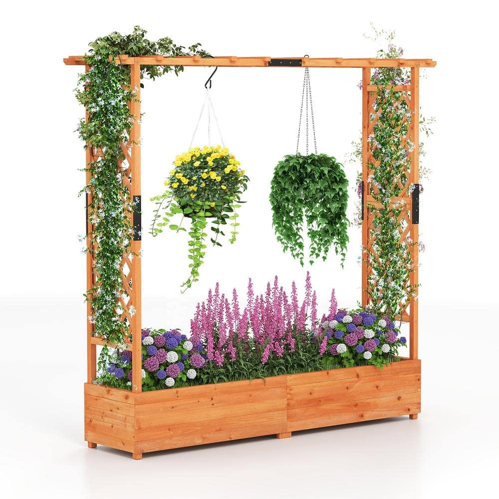 Raised Garden Bed with Arch Trellis and Hanging Roof for Outdoor Patio Gardening-Orange price history on PriceWatchPro