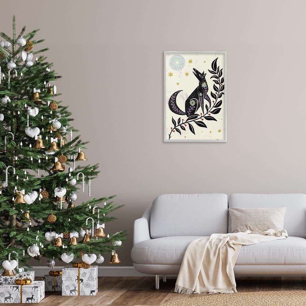 Howling Winter Wolf by Hannah Moren Gray Framed Animal Giclee Art Print 30 in. x 20 in. price history on PriceWatchPro