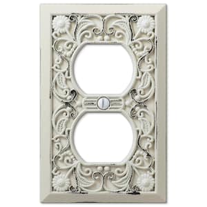 Filigree White 1-Gang Duplex Outlet Metal Wall Plate (4-Pack)