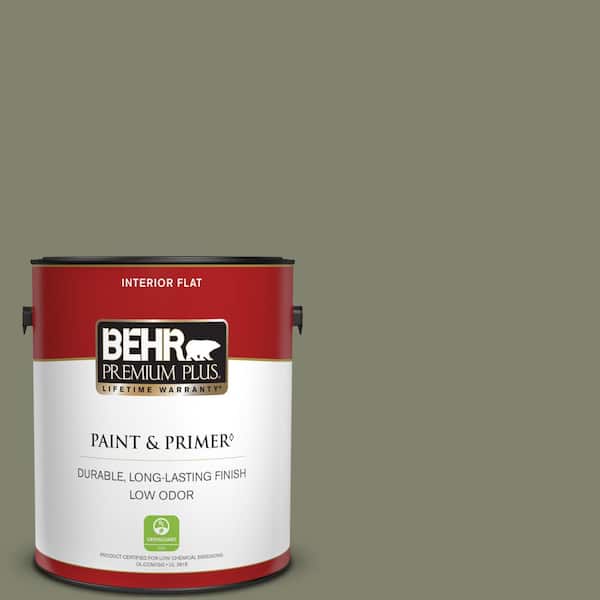 BEHR PREMIUM PLUS 1 gal. #PPU10-18 Lizard Green Flat Low Odor Interior Paint & Primer