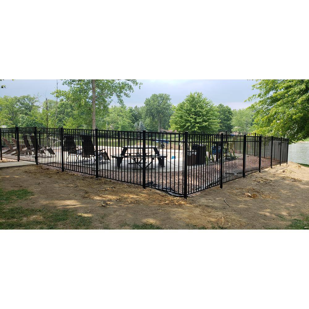 Cypress Black Aluminum Flat Top Ornamental Fence Panel