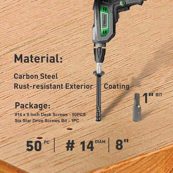 8 in. Black Heavy Duty Rust Resistant Corner Metal Fence Posts Screws for Fencing Wood Lag (50-Pack)