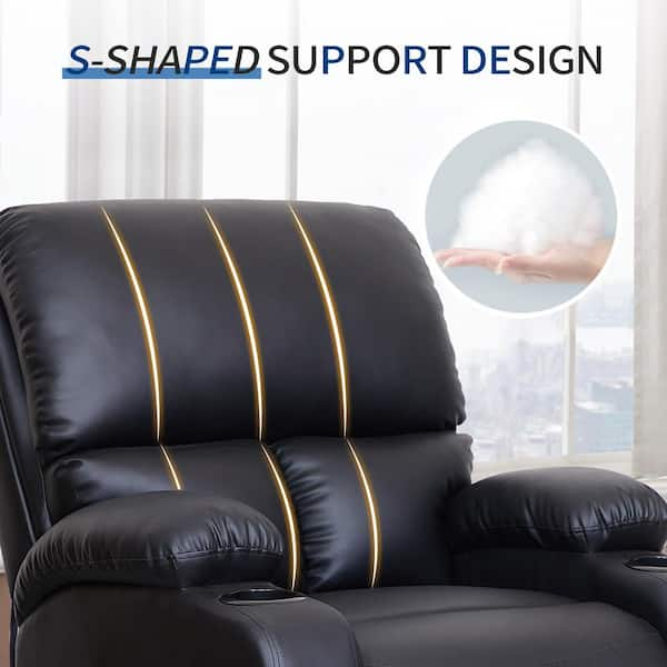 dfs black leather recliner