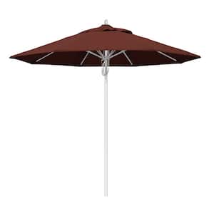 9 ft. Silver Aluminum Commercial Fiberglass Ribs Market Patio Umbrella and Pulley Lift in Henna Sunbrella