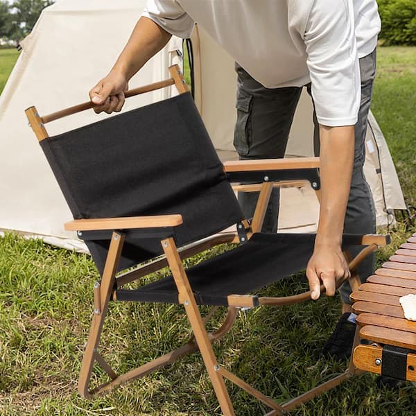 Afoxsos Aluminum Frame Folding Lawn Chair Black Oxford Fabric and