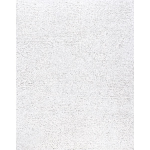 Tayse Rugs Soho Shag White 3x5 Solid Color Polypropylene Area Rug