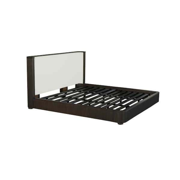 Clayten Brown Wood Frame King Panel Bed with Upholstered