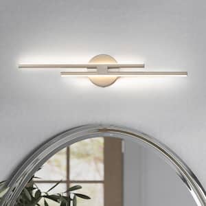 Bourget 23.61 in. 2-Light Brushed Nickel LED Vanity Light Bar with 3000K for Bathroom, Bedroom, Living Room