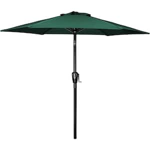 7.5 ft. Patio Umbrella Outdoor Umbrella Table Market Umbrella with Push Button Tilt and Crank, 6 Sturdy Ribs, Green