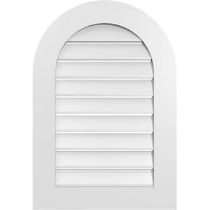 22 in. x 32 in. Round Top White PVC Paintable Gable Louver Vent Functional