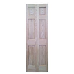 30 in. x 80 in. 6-Panel Hollow Core Oak Interior Closet Bi-fold Door
