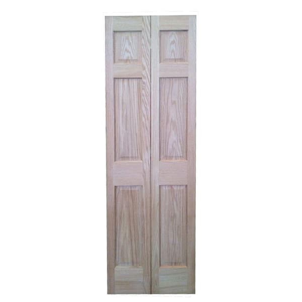 Pacific Mills 30 in. x 80 in. 6-Panel Hollow Core Oak Interior Closet Bi-fold Door