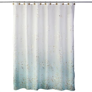 Splatter 72 in. Aqua Shower Curtain