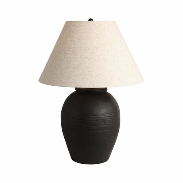 Liv & Skye 27 in. Black Ceramic Artisan Jug Table Lamp