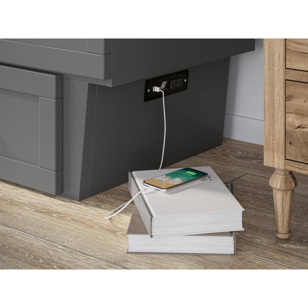 Chelsea Gray Queen Wood Murphy Bed Chest with Drawer