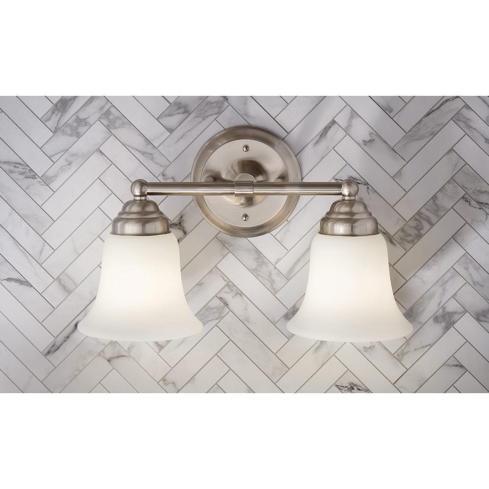 トワイライト　5RD608 Hampton Bay Ashhurst 2-Light Brushed Nickel Vanity Light with