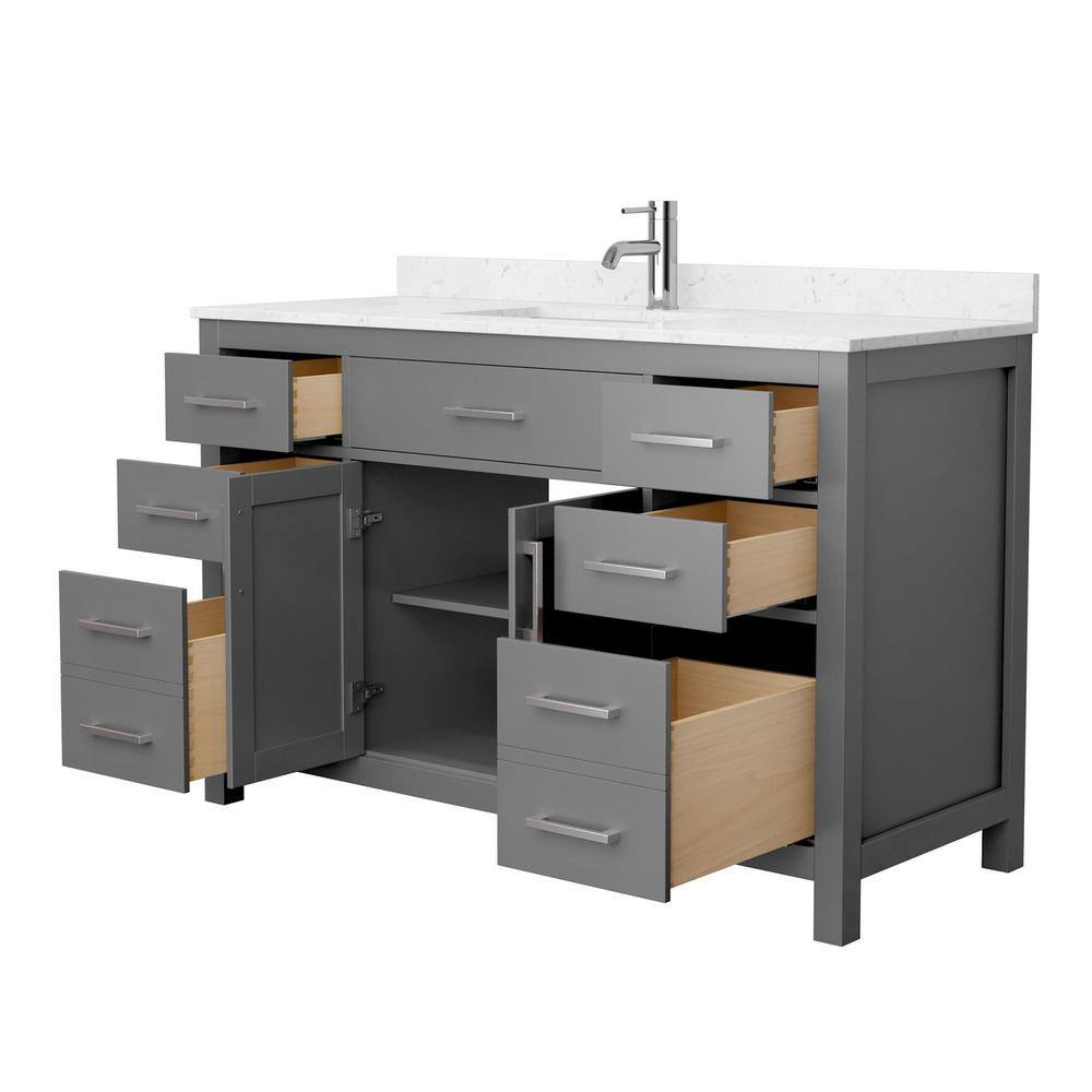 Beckett 54" Dark Gray Freestanding Single Bathroom Vanity with Carrara Marble Top