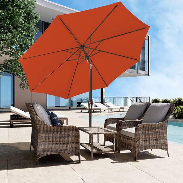 9ft patio umbrella orange Zimmerman 9' Market - / White Easily adjust the shade angle by turning the crank Cubilan 9 ft. Outdoor Patio