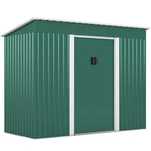 9.1 ft. W x 4.2 ft. D Outdoor Metal Storage Shed Garden Tool House with Lockable Doors, Vents, Green (38.75 sq.ft.)