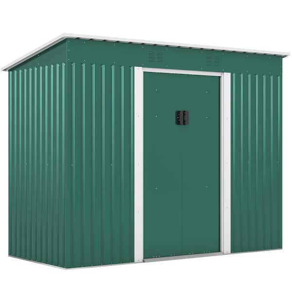 ToolCat 9.1 ft. W x 4.2 ft. D Outdoor Metal Storage Shed Garden Tool House with Lockable Doors, Vents, Green (38.75 sq.ft.)