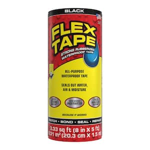 Flex Tape Black 8 in. x 5 ft. Strong Rubberized Waterproof Tape