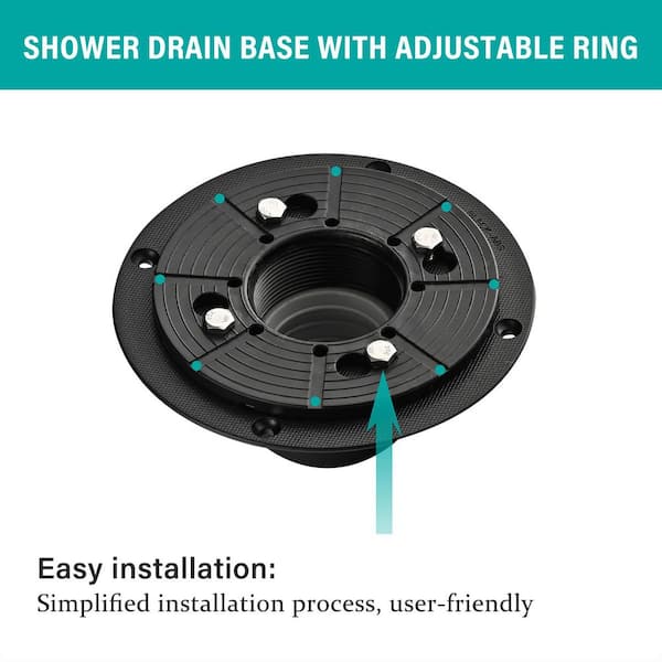 Tahanbath Shower Drain Base with Adjustable Ring + Rubber