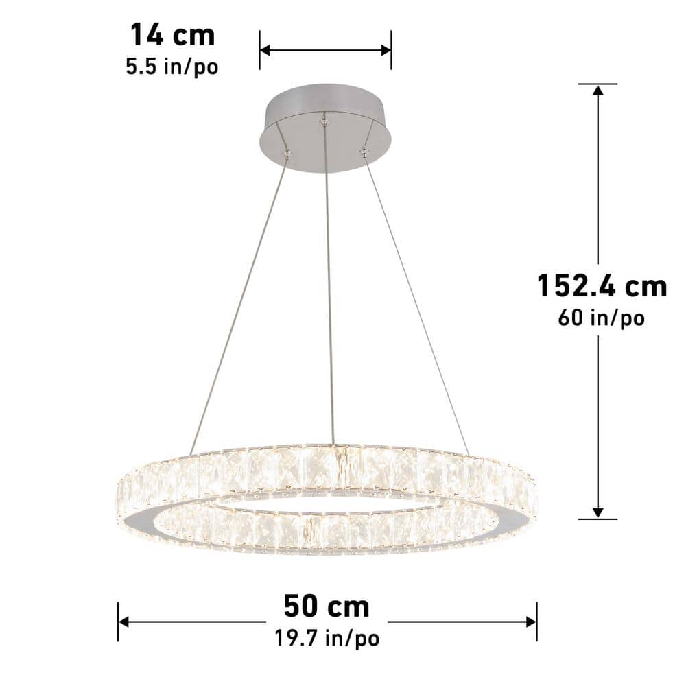 Celebrity 20-Watt Chrome Crystal LED Pendant Light Fixture