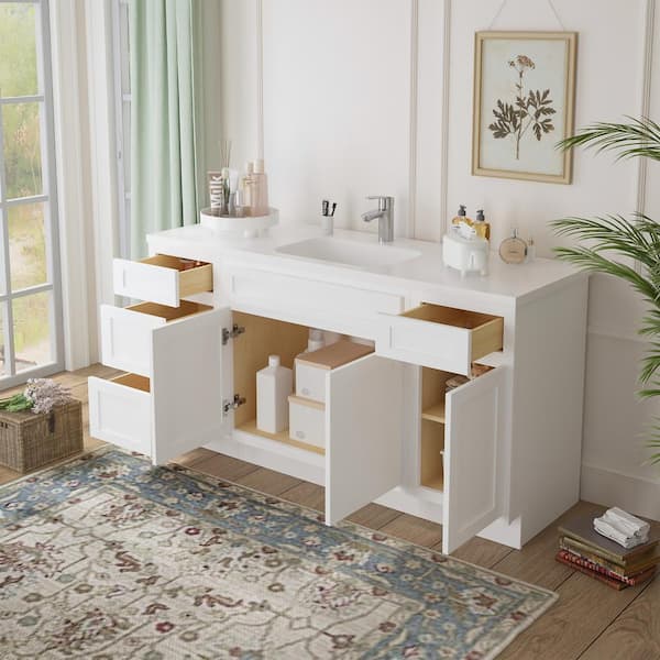 Vanity Art 66 in. W x 21 in. D x 32.5 in. H Bath Vanity Cabinet without Top in White VA4015 1W 15 3W 36 W