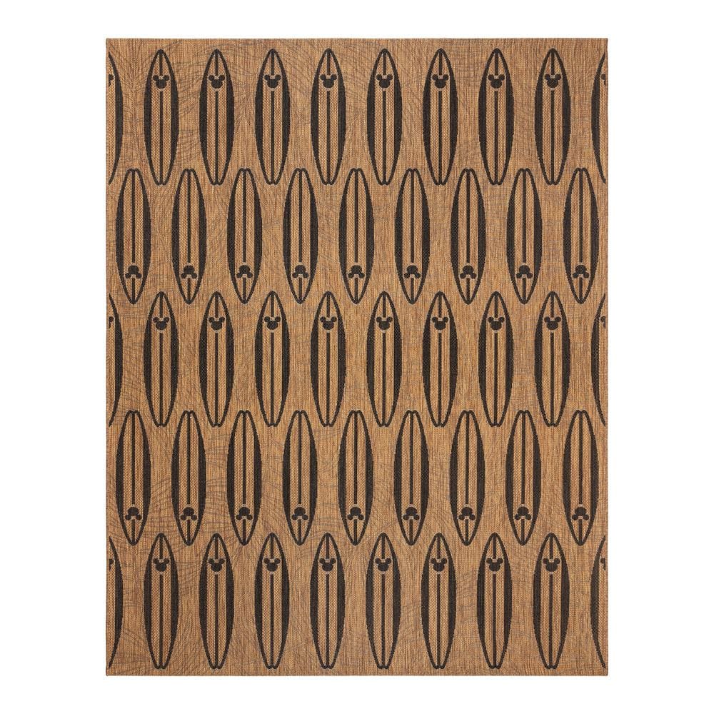 Disney Mickey Mouse Surfboard Chestnut/Black 5 ft. x 7 ft. Geometric/Animal Print Indoor/Outdoor Area Rug