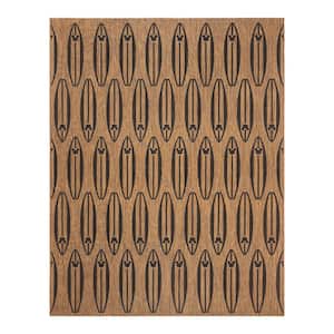 Mickey Mouse Surfboard Chestnut/Black 5 ft. x 7 ft. Geometric/Animal Print Indoor/Outdoor Area Rug