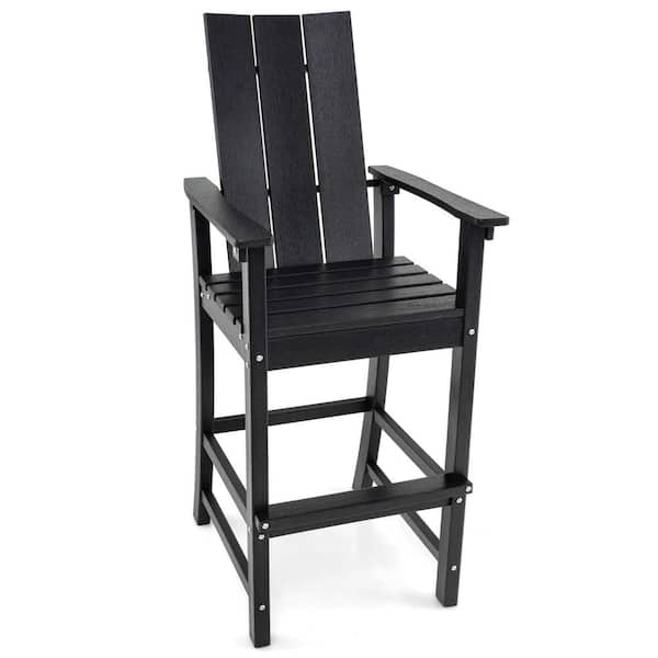 Costway Black Tall Patio Adirondack Chair with Ergonomic Backrest Armrests and Footrest for Backyard (Set of 1)