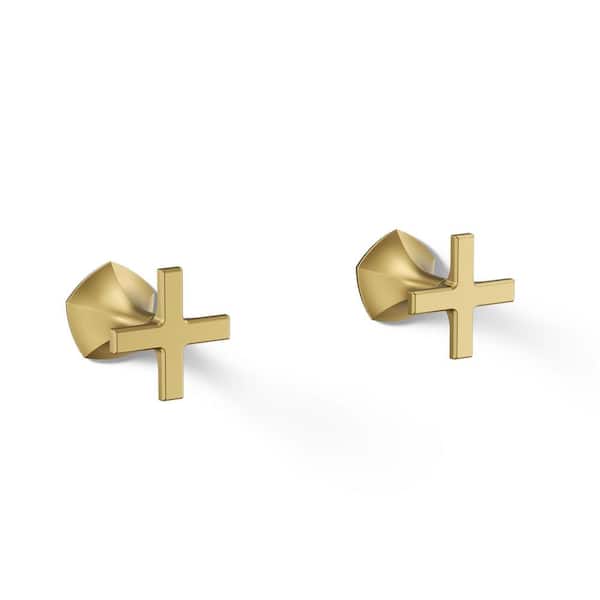 KOHLER Occasion Wall-Mount Bathroom Sink Faucet Cross Handle Trim, Vibrant Brushed Moderne Brass