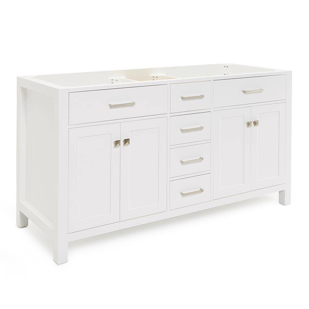 ARIEL Bristol 60 in. W x 21.5 in. D x 34.5 in. H Double Freestanding Bath Vanity Cabinet without ...