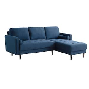 Lillith 83.1 in. Sq. Arm 2-Piece Polyester Sectional Sofa in. Navy Blue