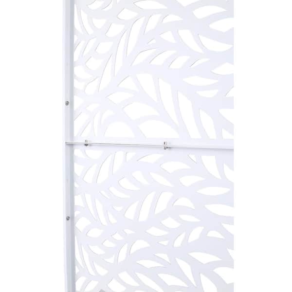 Runesay Outdoor 76 in. H x 48 in. W Metal Privacy Screen in White for Deck Balcony Patio