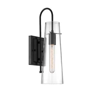 Alondra 1-Light Black Wall Sconce with Clear Glass Shade