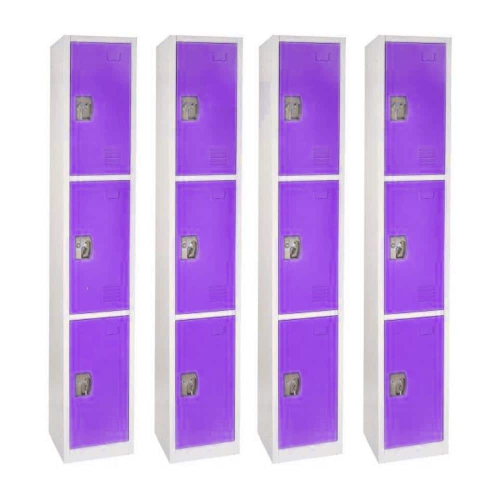 AdirOffice 629-Series 72 in. H 3-Tier Steel Key Lock Storage Locker ...