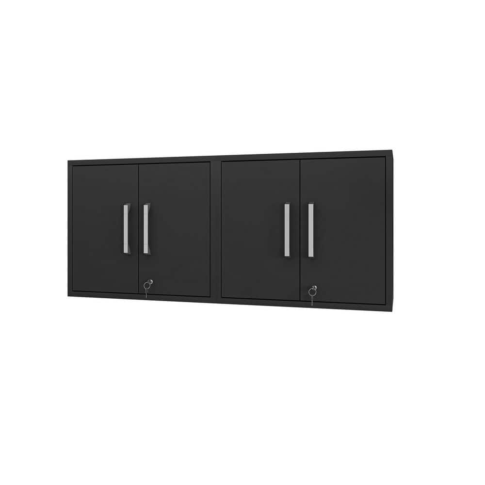 Eiffel Particle Board 2-Shelf Wall Mounted Garage Cabinet in Black (28.35 in. W x 25.59 in. H x 14.96 in. D) (Set of 2) -  Manhattan Comfort, 2-251BMC8