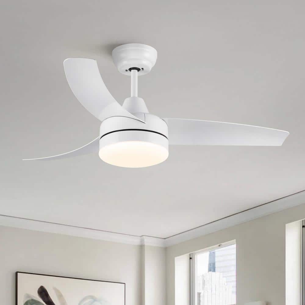 42 in. Indoor White Ceiling Fan with LED Light 3-ABS Blades 6-speed DC Moto