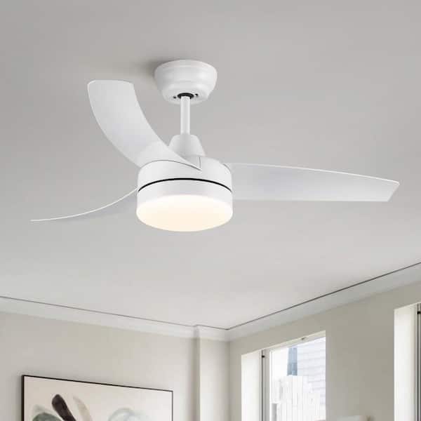42 in. Indoor White Ceiling Fan with LED Light 3-ABS Blades 6-speed DC Motor Remote Control