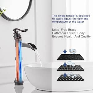 Waterfall Single Hole Single-Handle Vessel Bathroom Faucet With Supply Line in Oil Rubbed Bronze