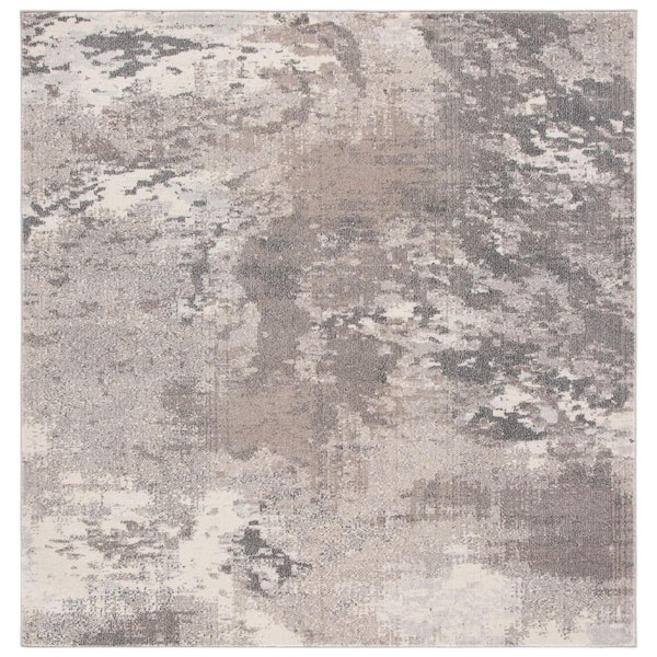 SAFAVIEH Madison Beige/Grey 7 ft. x 7 ft. Abstract Gradient Square Area Rug