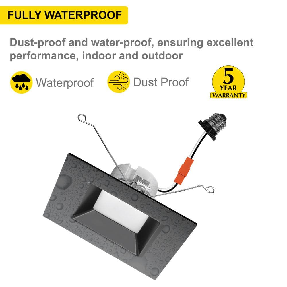 Black Aluminum Square LED Retrofit Recessed Light 5/6 Inch