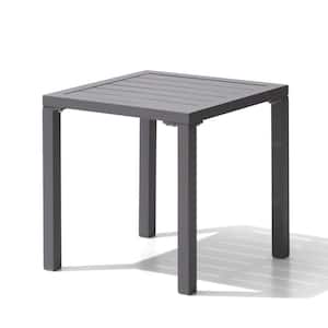 Square Aluminum Outdoor Side Table in Light Gray