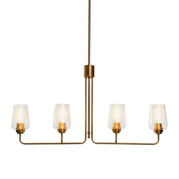 Robert Stevenson Lighting Holden - Metal and Glass 4 Light Chandelier, Brushed  Bronze EC1222 - The Home Depot