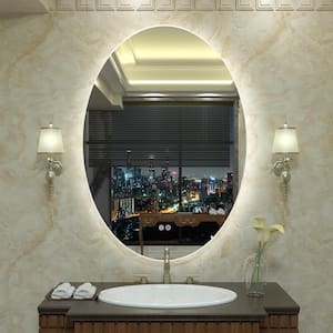 24 in. W x 36 in. H Oval Frameless Super Bright LED Backlighted Anti-Fog Wall Bathroom Vanity Mirror