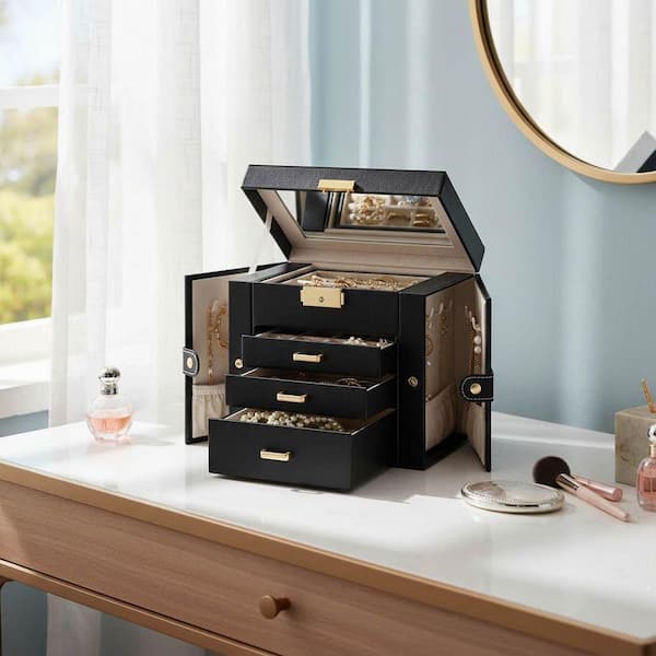 未開封BOX】シュリンク有 メディアワークス1.1 プロレヴォ ブースター 貴重 4-Tier Jewelry Box Faux Leather Jewelry Storage Organizer with 3